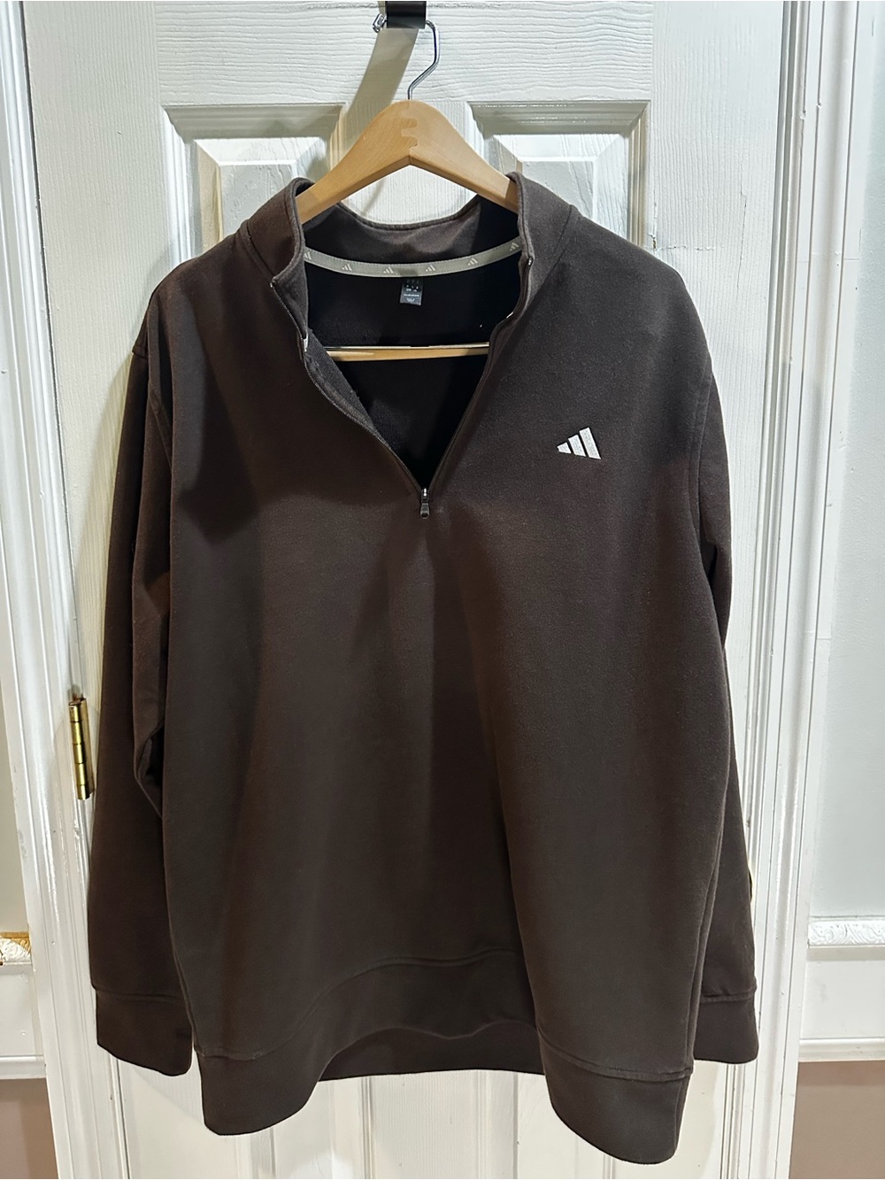 Adidas Brown 1/4 Zip Pullover Performance Logo Mens XL